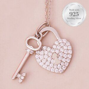 Heart Lock Necklace - 925 Sterling Silver Charmed Aroma Valentine Collection